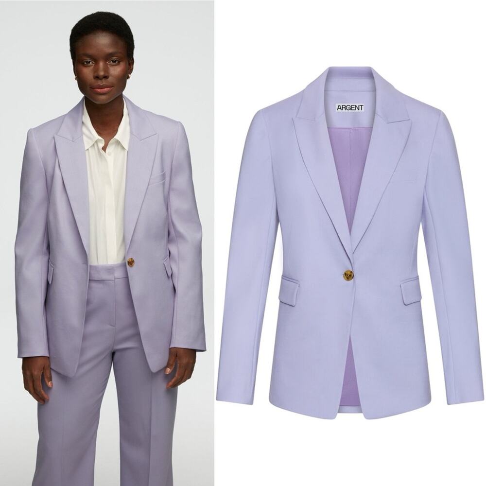 Argent Single Button Blazer in Seasonless Wool Lilac 2